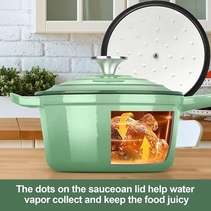 HaSteeL 2 QT Cast Iron Saucepan, Mini Enamel dutch oven - Image 5