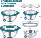 TeamFar Mixing Bowls with Colander Set, Stainless Steel Strainer and Nesting - Image 2