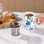 AmorArc Porcelain Tea Mug with Infuser and Lids, 18 Oz Coffee Cup Strainer with - Image 4