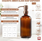 GMISUN Amber Glass Soap Dispenser, 2 Pack Bathroom Hand Soap Dispensers - Image 3
