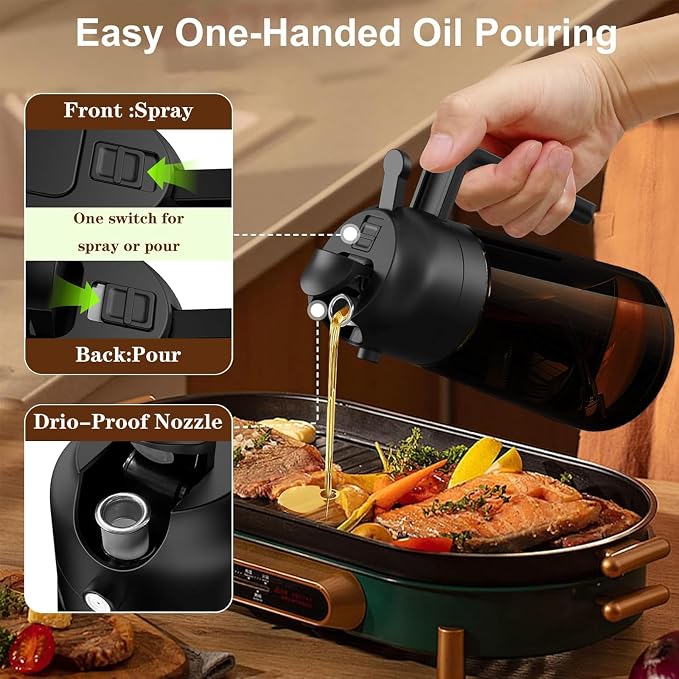 LAKUMIQI 2 in 1 Oil Sprayer for Cooking, 16oz Olive Oil Dispenser Bottle for - Image 3