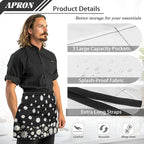 Server Apron with 3 Pockets, Waterproof Oil Waitress Waiter Half Apron - Image 7