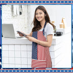 SATINIOR USA 4th of July Flag Kitchen Chef Hat Adjustable Apron 250th - Image 7