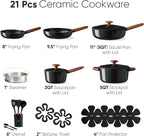 CAROTE 21pcs Cookware Set Nonstick Pots and Pans Set, Ceramic Cookware Set - Image 2