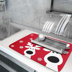 Christmas Dish Drying Mat for Kitchen Counter Cute Reindeer Winter Microfiber - Image 5