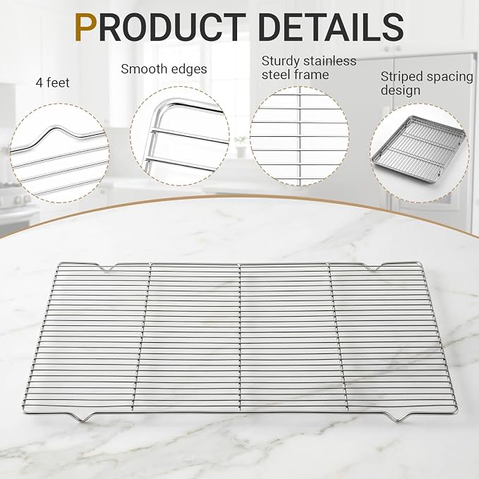 Lounsweer 6 Pcs Cooling Racks, 24L x 16W x 1H Stainless Steel Wire Rack - Image 3