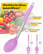 Pack of 2 Large Silicone Cooking Spoons, Non Stick Solid Basting Spoon - Image 2