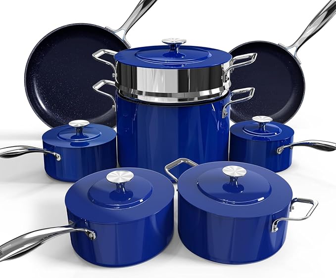 Nuwave Lux 13pc Forged Lightweight Cookware Set PFAS Free, Healthy G10 Duralon by NuWave
