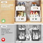 Under Sink Organizer, 2-Tier Dual Pull Out Cabinet Organizer Drawers - Image 4
