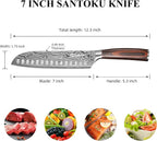 Sunnecko Chef Knife Sharp Santoku Knife 7 Inch, High Carbon Stainless Steel - Image 2