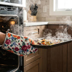 Floral Oven Mitts and Pot Holders Sets 2 Pcs, Canvas Heat Resistant Kitchen - Image 5