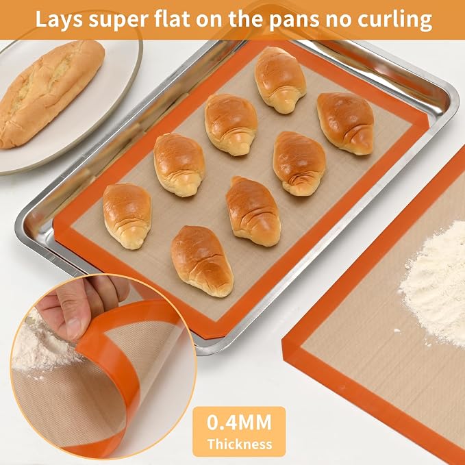 Luckyiren 2-Pack Silicone Baking Mats – Non-Stick Reusable BPA-Free Oven Liners - Image 3