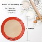 Round Silicone Baking Mats for 8 Inch Cake Pan, Food Grade, Reusable Silicone - Image 2
