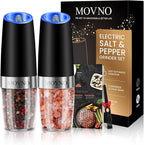 Gravity Electric Salt and Pepper Grinder Set, Battery Powered LED Light One by MOVNO