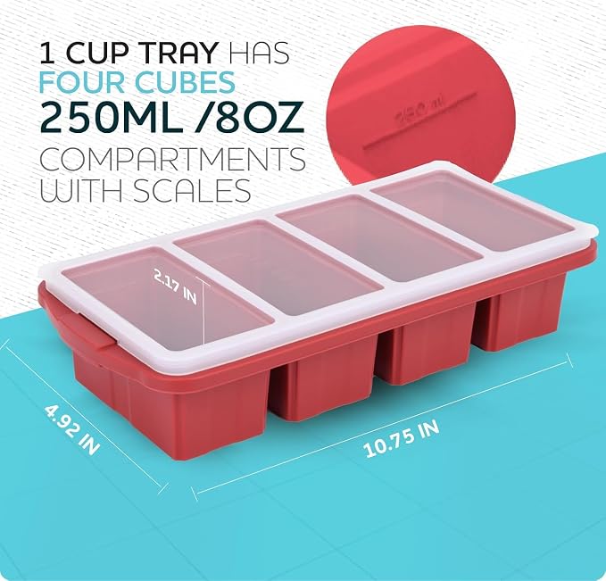Silicone Freezer Tray With Lid-Soup Freezer Container molds-Large Ice Cube Tray - Image 8