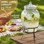 Style Setter Beverage Dispenser Cold Drink Dispenser Glass Jug, Metal Stand & - Image 5