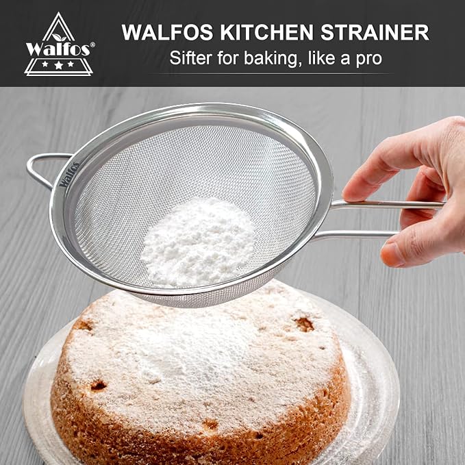 Walfos Fine Mesh Strainer 4PCS, Versatile Kitchen Strainer - Image 4