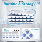 ChefAide Ice Cube Tray with Lid, 4 Packs 56 Cubes Durable Stackable Ice Cube - Image 7