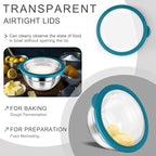 HaWare Mixing Bowls with Airtight Clear Lids, 6-Piece Stainless Steel Strong - Image 3