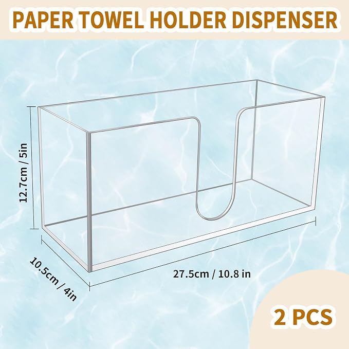 2 Pack Acrylic Paper Towel Holder, Countertop Napkin Dispenser - Image 2