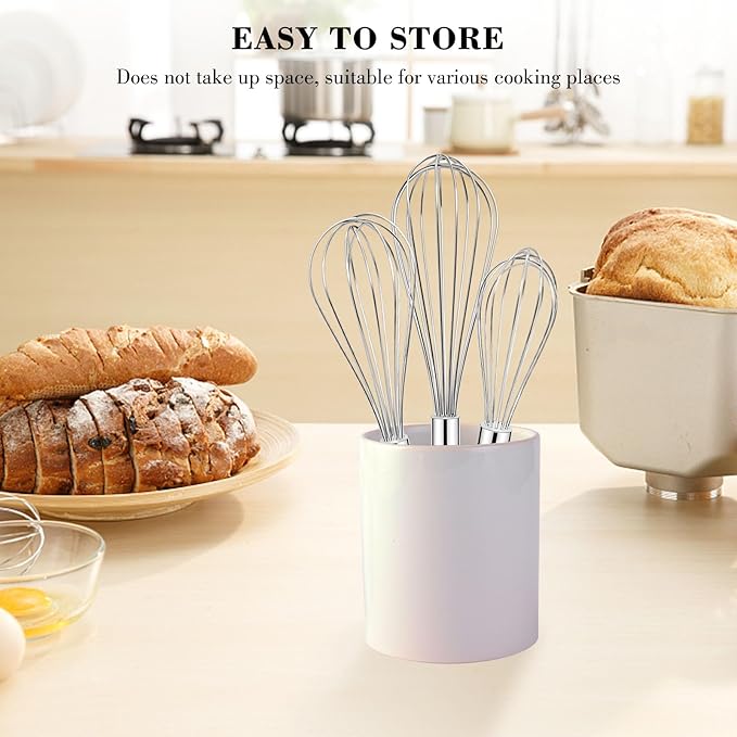 NileHome Stainless Steel Whisk Set 8" 10" 12" Kitchen Whisk Balloon Whisk - Image 6