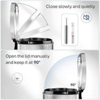 Arlopu 8 Gallon Step Trash Can, Stainless Steel Garbage Bin, Soft-Close Rubbish - Image 4