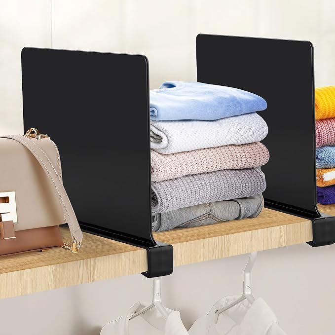 JOY DECOR 6 Pack Acrylic Matte Black Shelf Dividers - Image 6