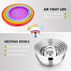 E-far Mixing Bowls with Lids Set of 5, Stainless Steel Mixing Bowls Metal - Image 4
