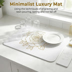 Stone Dish Drying Mat for Kitchen Counter, Glittery Resin Rose Pattern Quick - Image 4