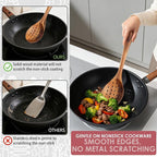 HOWHONG Slotted Spoon Wooden Cooking Utensil, Long Handle Acacia Wood Spoon - Image 5