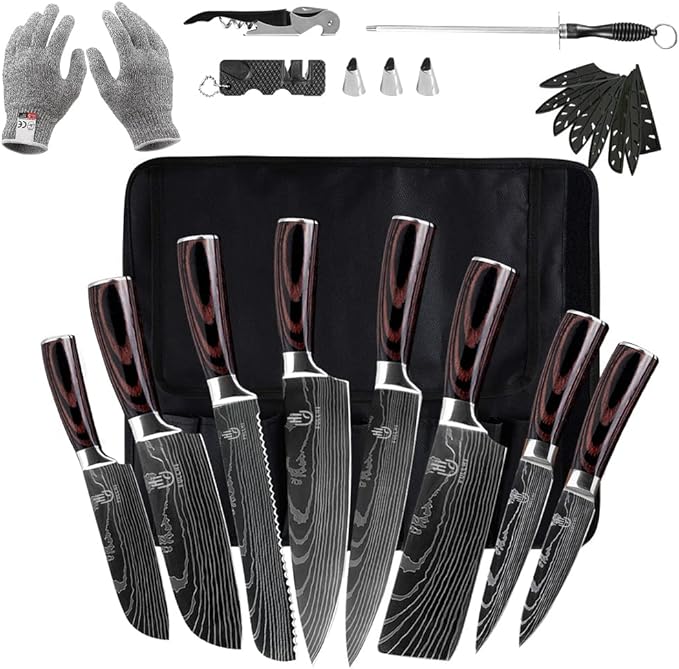 FULLHI Knife Set, Premium German Stainless Steel chef Knife Set by ExpertForPortableAndButcherKnifeSet