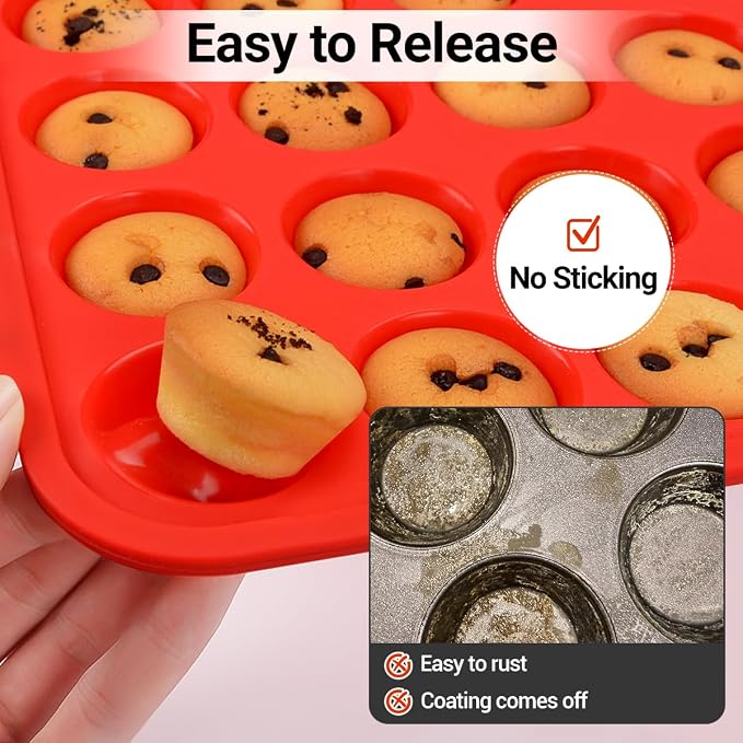 CAKETIME Silicone Muffin Pans for Baking, Metal Reinforced Frame Regular 12 - Image 6