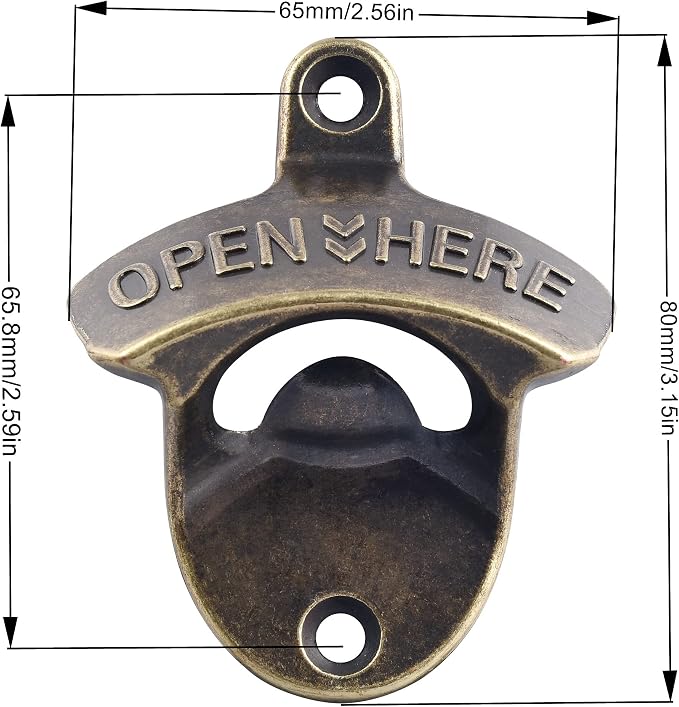 Rustic Wall Mount Bottle Opener, Vintage Brass Bulk Beer Opener Mountable - Image 6
