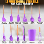12 Pcs Purple Kitchen Utensils Set - Image 2