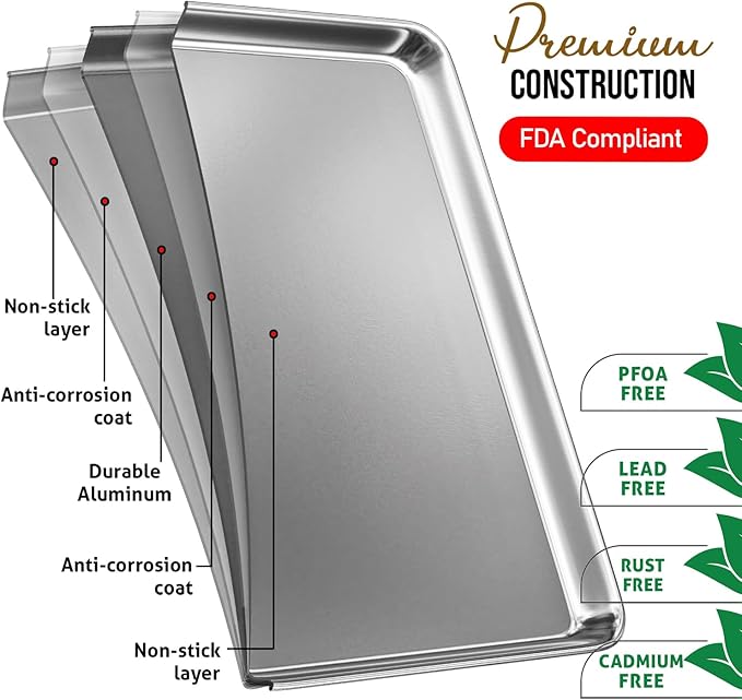 Eatex Aluminum Baking Sheet Set, 4 Pack Cookie Sheets, Warp & Rust Resistant - Image 3