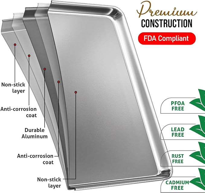 Eatex Aluminum Baking Sheet, Steel Cookie Sheet, 15” x 10” Baking Pan, Warp - Image 3