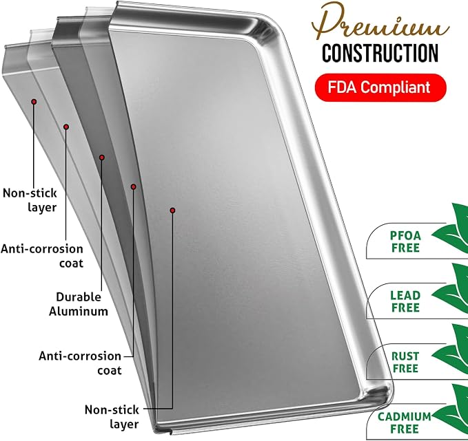 Eatex Aluminum Baking Sheet Set, 2 Pack Cookie Sheet Set, Cookie Sheets - Image 3