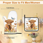Highland Cow Flower Oven Mitts - Image 3