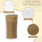 500 Pcs Gold Coffee Stirrers Holder Set Metallic Gold Coffee Stir Sticks - Image 3
