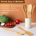 Eisinly Wooden Spoons for Cooking 7-Piece, Kitchen Nonstick Bamboo Cooking - Image 4