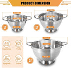 Stainless Steel Colander Set of 3 | Durable Rice and Pasta Strainer - Image 2