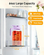 64 oz Glass Pitcher with Lid, Large Wide Mouth Mason Jar with Pour Spout - Image 2