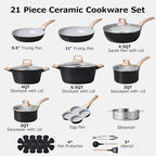 CAROTE 21pcs Pots and Pans Set Nonstick, Cookware Set Black Induction Kitchen - Image 2