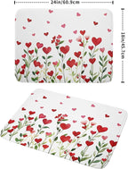 Valentines Day Dish Drying Mat for Kitchen Counter 24x18 Inch Green Red Heart - Image 4