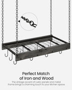 CHOEZON Hanging Pot Rack, Ceiling Mounted Pot Hanger, Vintage Pot Rack - Image 6