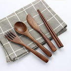 Portable Wooden Cutlery Set for Travel and Camping - Image 4