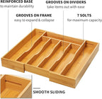 2-Piece Bamboo Silverware Organizer, Expandable Kitchen Drawer Organizer - Image 3
