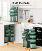 ORDORA 10-Tier Pots and Pans Organizer under Cabinet, Kitchen Cabinet - Image 4