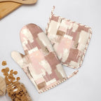 Oven Mitts and Pot Holders Set, Modern Art Dusty Pink Abstract Silicone Kitchen - Image 6