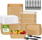 50-Pack 19oz Disposable Kraft Paper Bowls by DIQIUREN